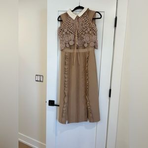 SELF-PORTRAIT Beige Hinkley Cape Lace Midi